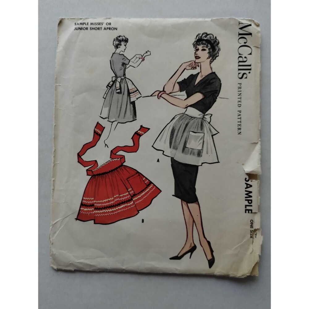 McCalls Sample Vintage short Apron Pattern Misses or Juniors Listed as One Size.